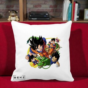 Perna Personalizata Dragon Ball Goku si Shenron Actiune, 40x40 cm, Alba Mata, Husa Detasabila, Perna Inclusa, BEKZ®