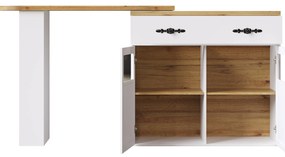 Masă de bar extensibilă cu spațiu de depozitare și funcție de rotire 360°, alb | Aosom Romania