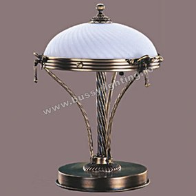 Veioza Omega cu Diam 33 cm, Desing Clasic, Finisaj Bronz Antic, Abajur Alb - Bussy Lighting 3035-52-37B