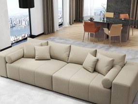 Canapea extensibilă dumonde cu ladă de depozitare si sezut confortabil din spuma high-density, Marbela Enjoy Camel XXL 295x100 cm