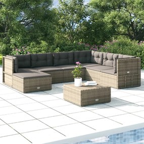 3187232 vidaXL Set mobilier de grădină cu perne, 7 piese, gri, poliratan