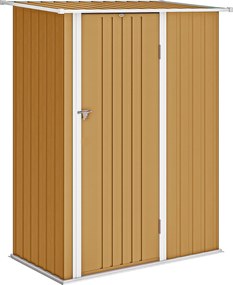 Outsunny Căsuță de Grădină 1.07m² din Oțel Zincat, Căsuță pentru Unelte cu Ușă Blocabilă, Acoperiș Înclinat, 142x86x189 cm, Galben | Aosom Romania