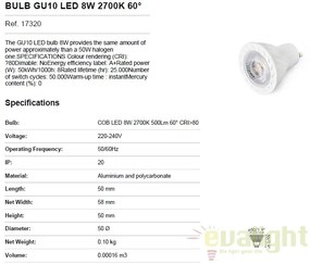 BEC LED GU10 8W 2700K 17320