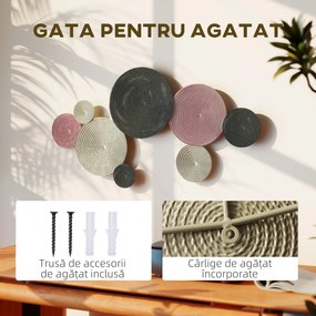 HOMCOM Artă Murală cu 8 Discuri 3D și Accesorii de Montare Incluse, Decorații Metalice de Perete, 110x7x58 cm, Bronz, Portocaliu și Galben | Aosom Romania