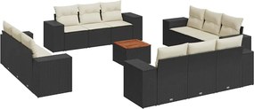 vidaXL Set mobilier de grădină cu perne, 13 piese, negru, poliratan