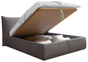 Pat matrimonial gri închis tapițat cu spațiu de depozitare și somieră 180x200 cm Jade – Bobochic Paris