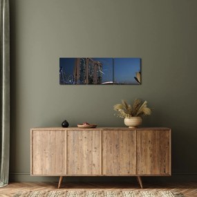 Tablou cu metropolă modernă (cu ceas) (90x30 cm)