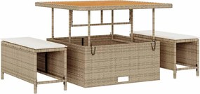vidaXL Set de masă pentru grădină Bej poliratan