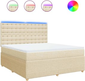 vidaXL Pat continental cu saltea, crem, 180x200 cm, textil