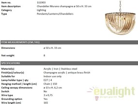 Candelabru design LUX Murano 50cm, champagne 111903 HZ