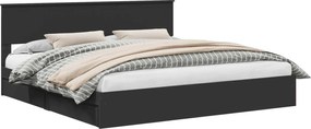 vidaXL Pat cu storage cu headboard Negru 200 x 200 cm Lemn compozit