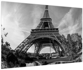 Tablou - Turnul Eiffel, alb-negru (90x60 cm)