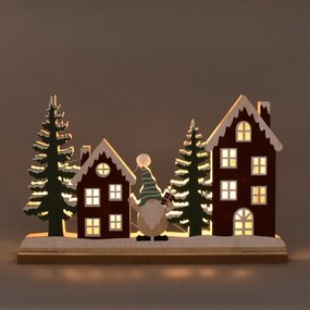 Decorațiuni luminoase de Crăciun, căsuțe, 28 x17,5 x 5 cm, LED