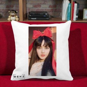 Perna Personalizata K-pop BLACKPINK Rose cu Funda Rosie, 40x40 cm, Alba Mata, Husa Detasabila, Perna Inclusa, BEKZ®