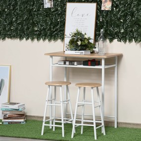 HOMCOM Set Mobilier pentru Bar, Masă și 2 Scaune Asortate, Design Modern, Alb | Aosom Romania