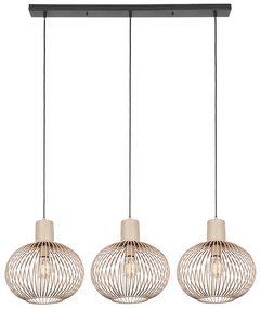 Moderne draad hanglamp zwart met beige 3-lichts - Gila