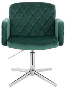 HR802CROSS Scaun Verde din Catifea cu Bază Cromata