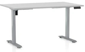 Masa inaltime reglabila OfficeTech B, 140 x 80 cm, bază gri, gri deschis