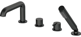 Baterie cada culoare neagra cu 4 orificii, montare pe cada, Deante Silia Negru