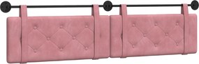 vidaXL Cap de pat suspendat Pe perete Roz 210 x 55 x 5 cm Catifea