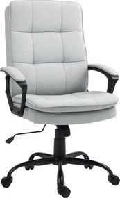 HOMCOM Scaun de Birou Ergonomic cu Spătar Înalt, Înălțime Reglabilă, Funcție de Leagăn și Brațe, 63x70x102-112 cm, Gri | Aosom Romania