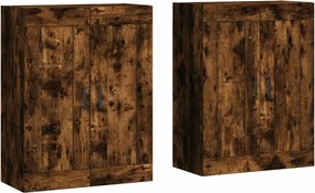 vidaXL Dulapuri de perete, 2 buc., stejar afumat, lemn prelucrat
