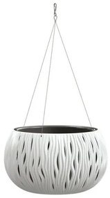 Ghiveci decorativ cu lant, rotund, alb, 29x19.5 cm, Sandy Bowl WS