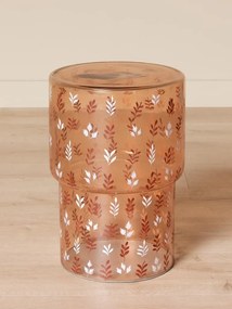 Măsuță laterală din sticlă, maro cu motive florale pictate manual, 44×30 cm, „Automne"