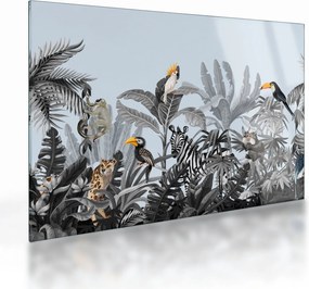 Tablou pe sticlă - Animale în pădurea tropicală (70x50 cm)
