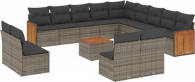 vidaXL Set mobilier de grădină cu perne, 14 piese, gri, poliratan