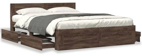 3295561 vidaXL Cadru de pat cu tăblie, stejar maro, 150x200 cm, lemn prelucrat