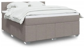 vidaXL Pat continental cu saltea, gri taupe, 180x200 cm, textil