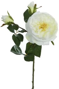 Floare artificiala trandafir Cecile, Fibre artificiale, Alb Crem, 56 cm