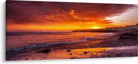 Tablou cu apus de soare la mare (120x50 cm)