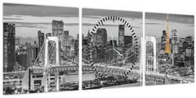 Tablou - Orașul mare cu turnul galben (cu ceas) (90x30 cm)