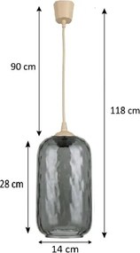 Brilagi - Lustră LED suspendată pe cablu R GLASS 1xE27/60W/230V Ø 14 cm bej/gri fumuriu