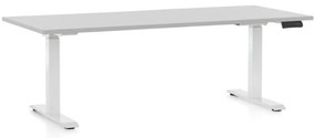 Masa inaltime reglabila OfficeTech D, 180 x 80 cm, bază albă, gri deschis