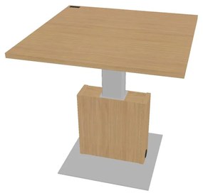 Masă de conferință reglabilă Verno+ 120 x 120 cm, stejar deschis