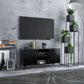 Comoda TV cu picioare metalice, negru, 103,5x35x50 cm