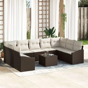 vidaXL Set de canapele pentru grădină 10 pcs Maro Rattan poli