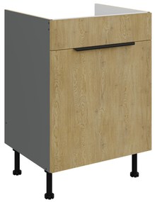 Dulap inferior de bucătărie pod drez Carminia 60 ZL 1S BB PREMIUM BOX (stejar cremona + antracit). 1127917