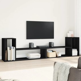 Dulap TV, 2 buc., negru, 100x30x50 cm, lemn prelucrat