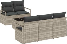 vidaXL Set de canapea 6 pcs Gri deschis poliratan