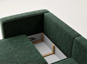 Colțar verde închis extensibil/cu spațiu de depozitare cu tapițerie din chenille (cu colț pe partea dreaptă/cu șezlong) Velto – Maison de Rêve