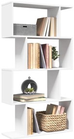 vidaXL Bibliotecă/separator cameră 4 niveluri, alb, 70x24x129 cm, lemn