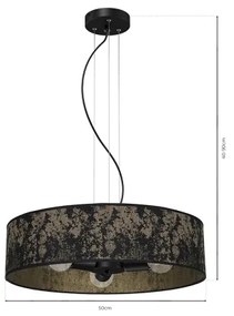 Lustră pe cablu SATINO 3xE27/60W/230V neagră/aurie