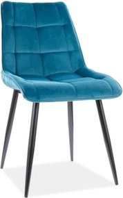 Scaun CHIC, turcoaz/negru, stofa catifelata/metal, 50x58x88 cm