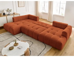 Colțar cărămiziu extensibil/cu spațiu de depozitare (cu colț pe partea stângă/în formă de "U") Fuji – Bobochic Paris