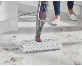 Mop curatare cu aburi Shark S6003EU, 1200W, 0,35 L, 3 setari, Tehnologie Klick'n Flip, Steam Blaster, Lavete mop Dirt Grip, Gri/Violet