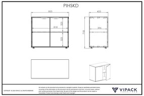 Dulap cu 2 uși din colecția Pino, din MDF lăcuit alb, cu raft interior – Vipack